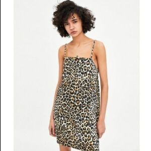 🌻3 for $25 SALE- Zara Trafaluc Leopard Print Strappy Mini Dress